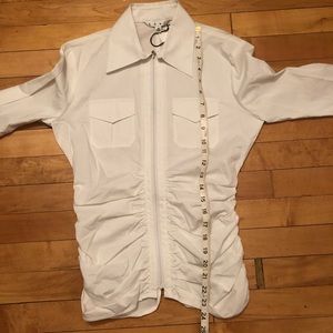 Cabi 3/4 white zipper top